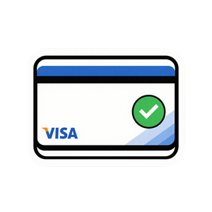 Visa card icon showing ShantiDate accepts Visa with money-back protection